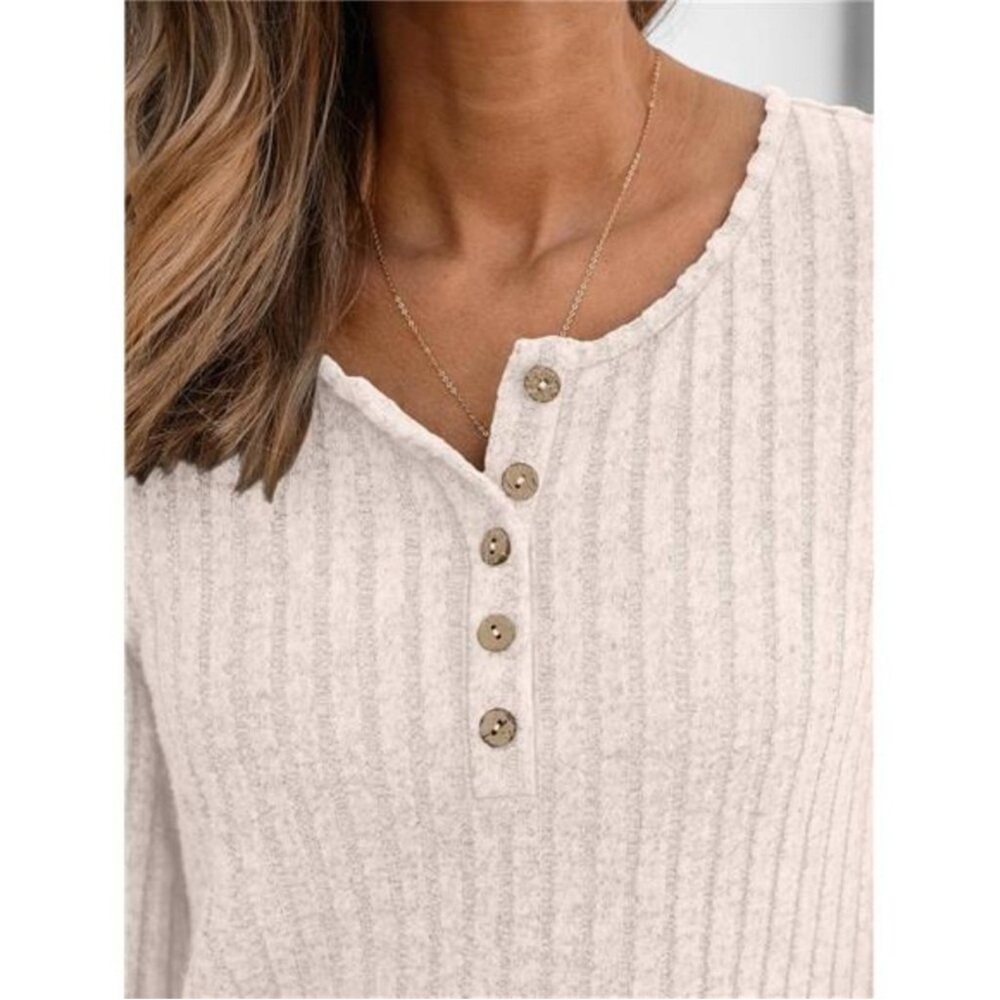 Womens Long Sleeve Henley Shirt Business Casual Tunic Sweater Lightweight Top - Picture 4 of 7